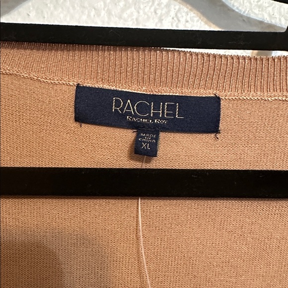 Tan and Black Striped V-Neck Sweater - Picture 2 of 5